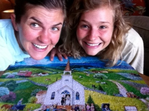 Hannah and me with our first complete puzzle! 