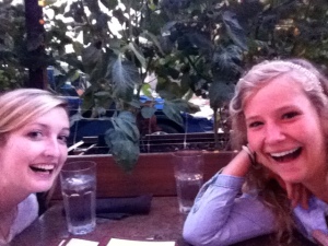 Me and Ju and the tomato plant next to us at dinner! 